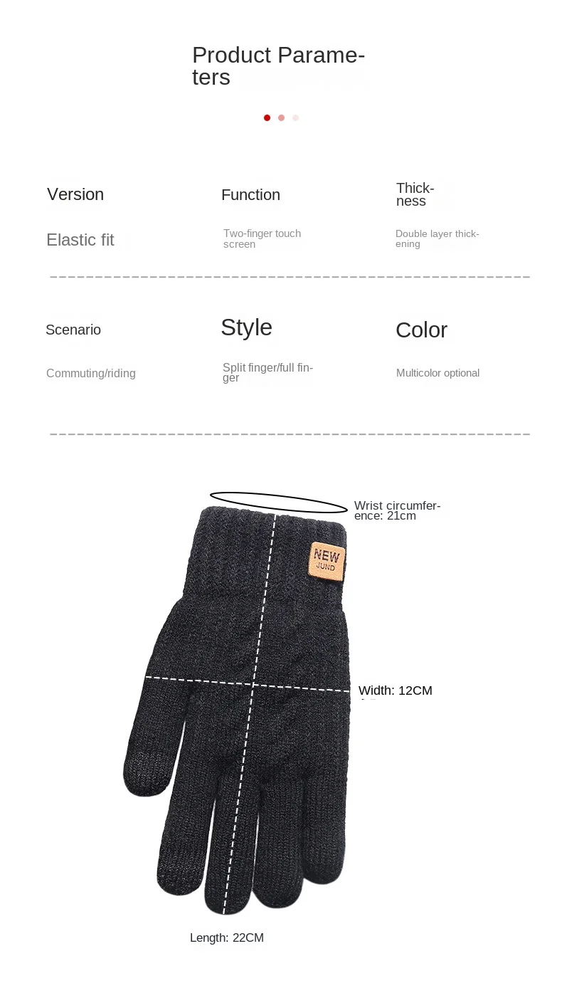 Wholesale Fleece Lined Fashion Warm Black Cable Knitted Winter Touch Screen Gloves