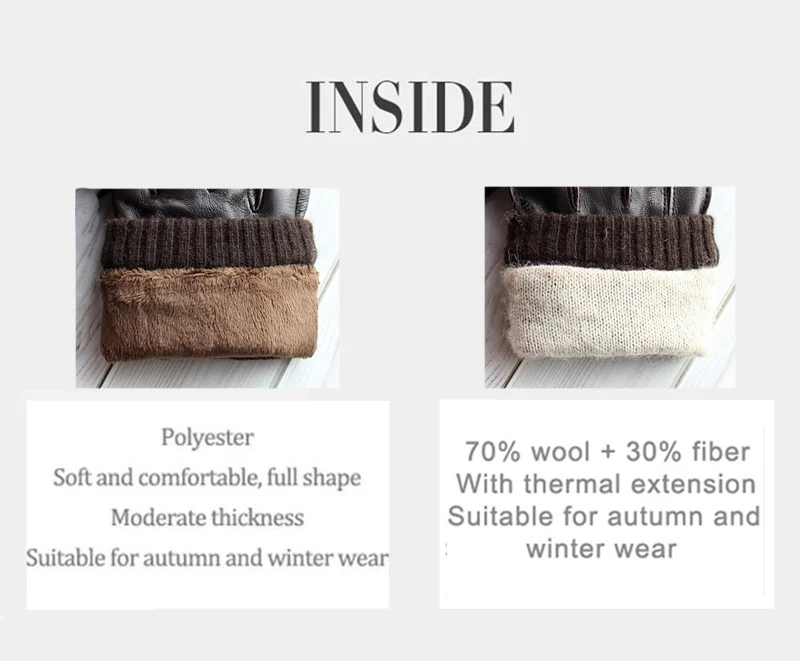 Touch Screen Leather Sheepskin Gloves Men's Winter Thickening Warmth Motorcycle Driving Fashion 2026 New Brown Finger Gloves