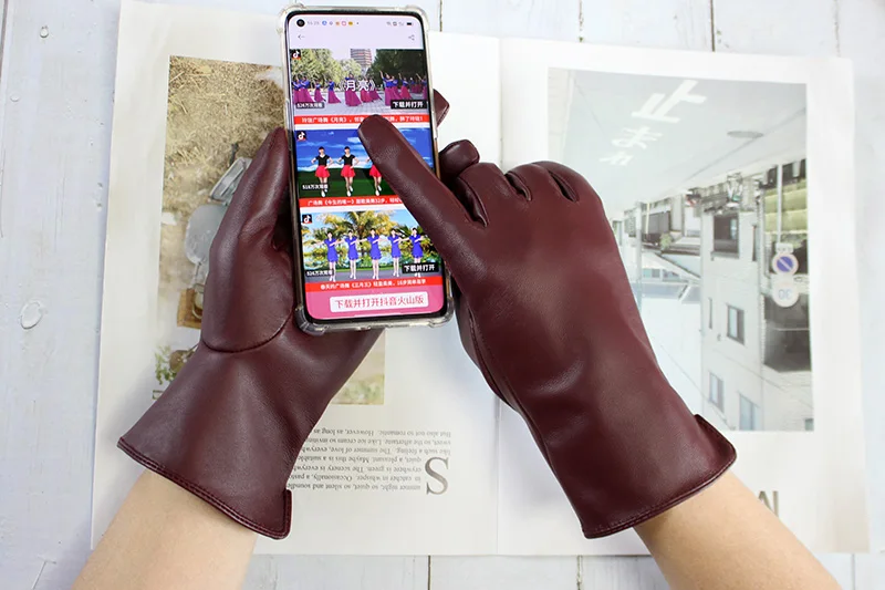 Summer Driving Sheepskin Gloves for Women Touch Screen Color Genuine Leather Fashionable and Simple Motorcycle Riding Gloves