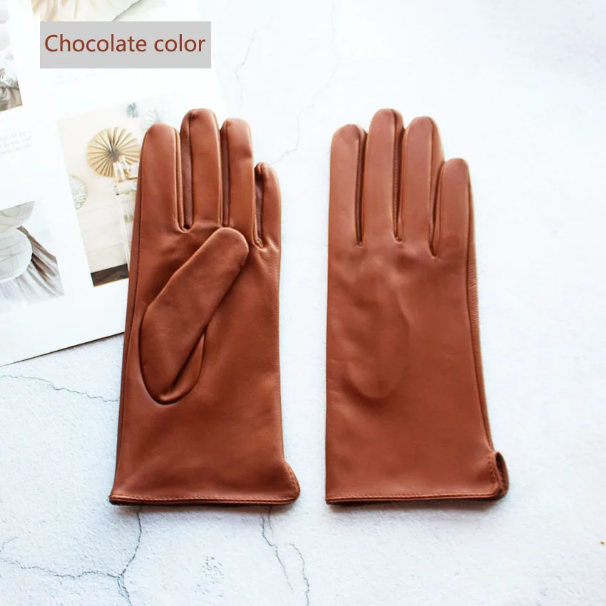 Summer Driving Sheepskin Gloves for Women Touch Screen Color Genuine Leather Fashionable and Simple Motorcycle Riding Gloves