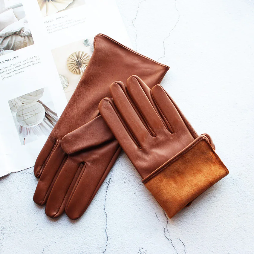 Summer Driving Sheepskin Gloves for Women Touch Screen Color Genuine Leather Fashionable and Simple Motorcycle Riding Gloves