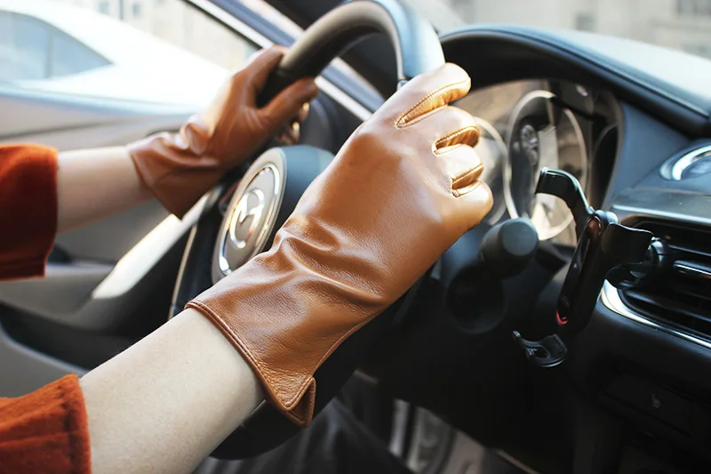 Summer Driving Sheepskin Gloves for Women Touch Screen Color Genuine Leather Fashionable and Simple Motorcycle Riding Gloves
