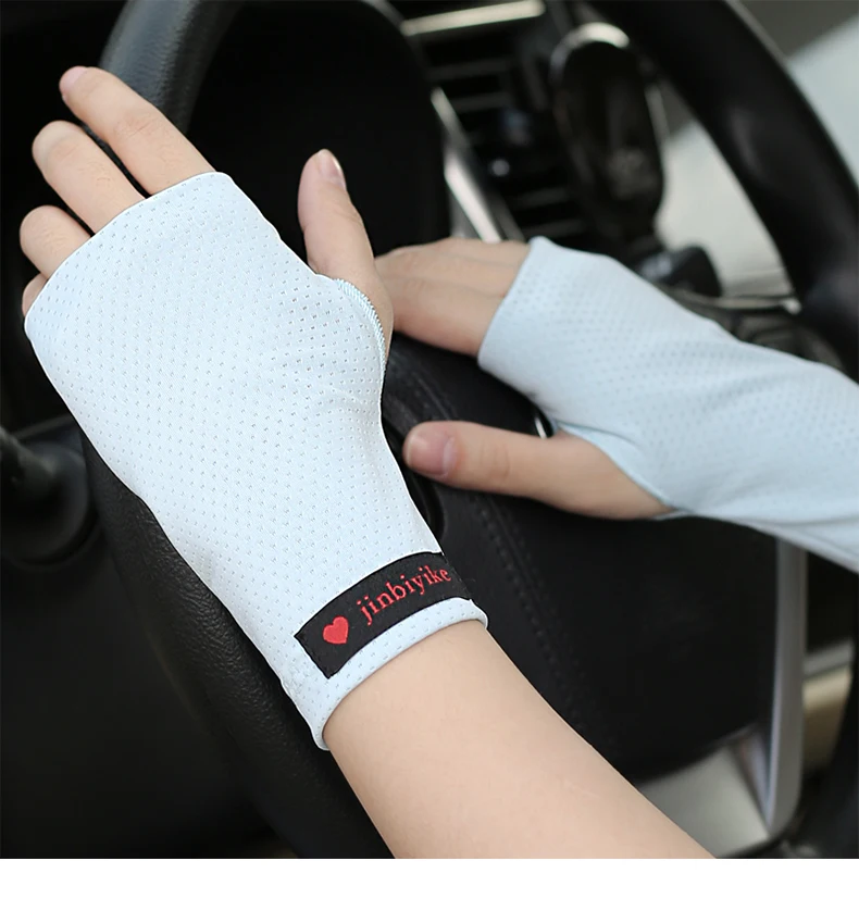 Half Finger Sunscreen Gloves for Men Sports Fitness Thin Breathable Outdoor Women Driving Riding Non-Slip High Elastic 1 Pair