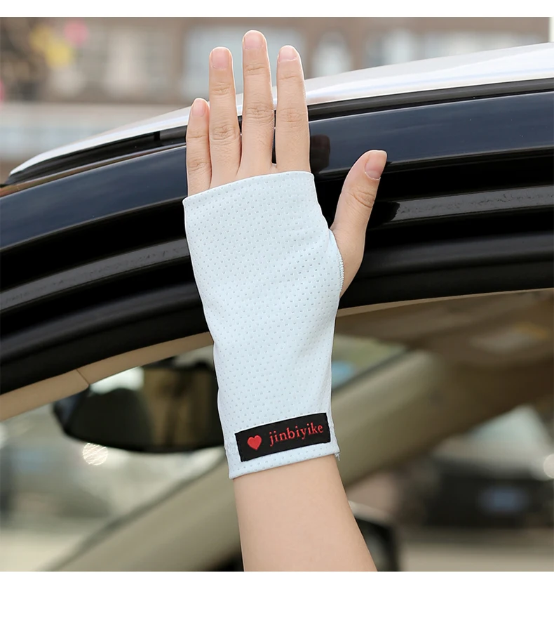 Half Finger Sunscreen Gloves for Men Sports Fitness Thin Breathable Outdoor Women Driving Riding Non-Slip High Elastic 1 Pair