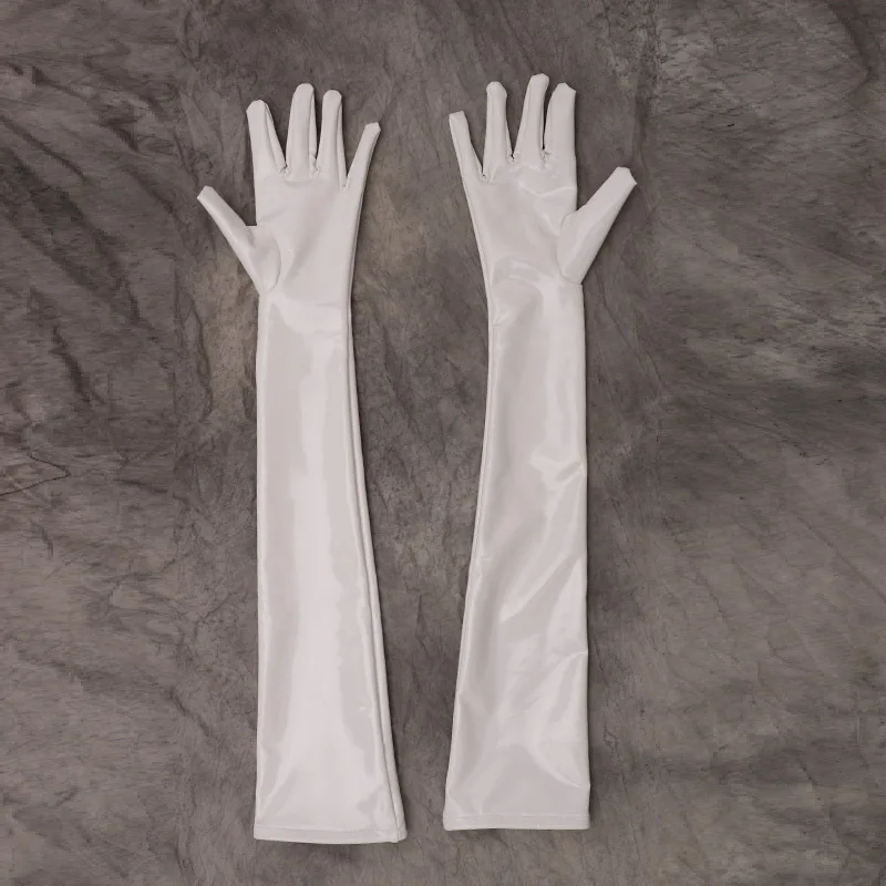 S-XXL Anti Slip Wet Look PVC Long Hand Gloves Shiny PU Leather Guantes Cosplay Performance Mitten Eldiven Mitts Luvas Handschuhe