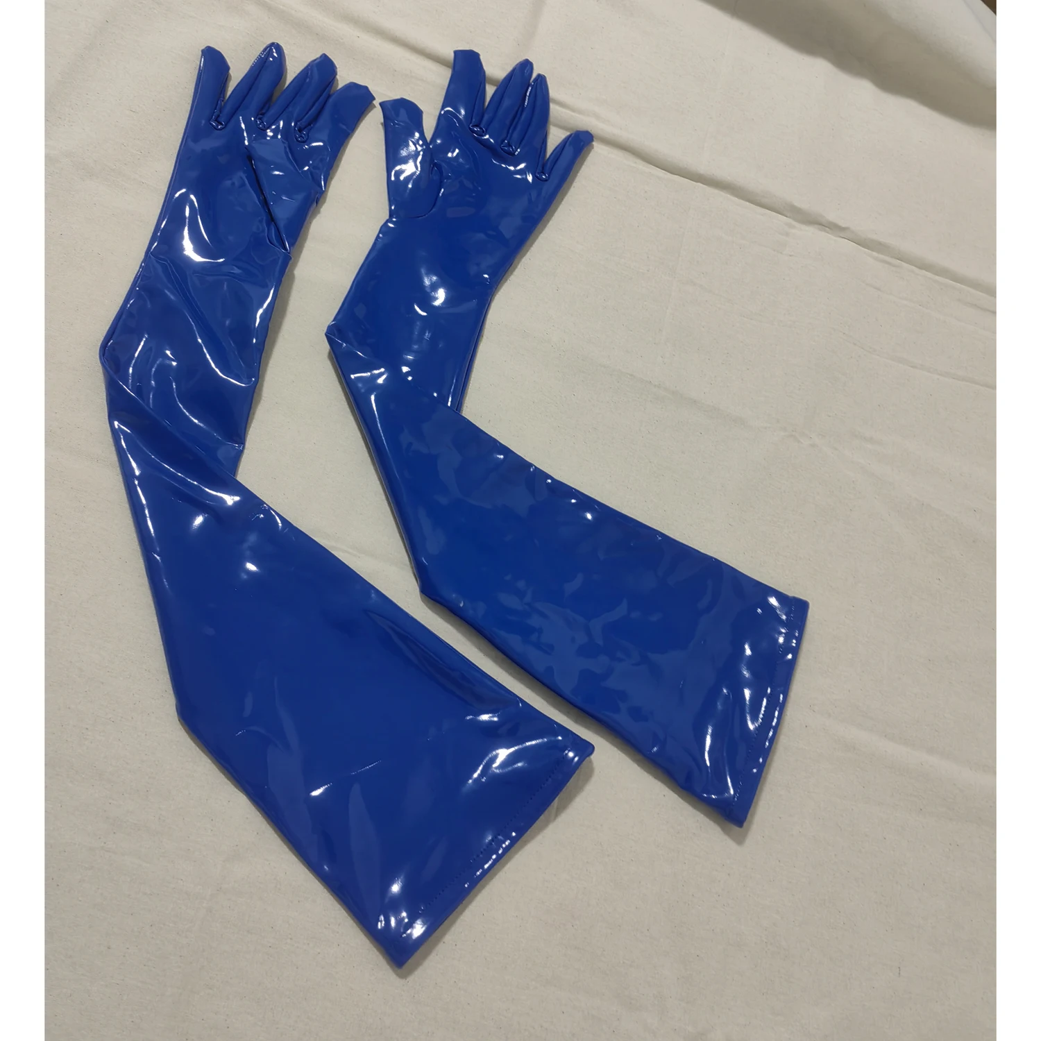 S-XXL Anti Slip Wet Look PVC Long Hand Gloves Shiny PU Leather Guantes Cosplay Performance Mitten Eldiven Mitts Luvas Handschuhe