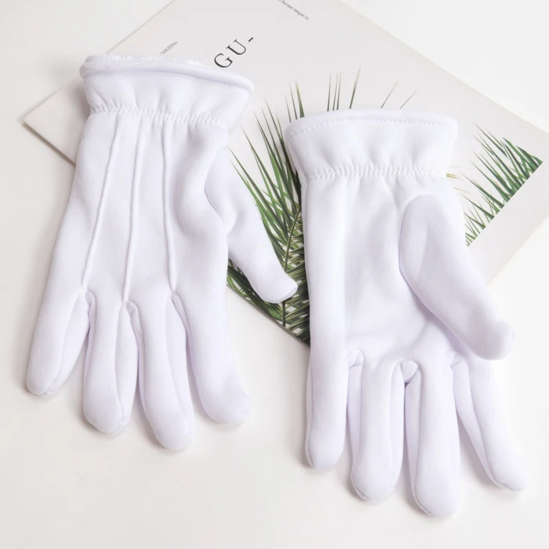 Men Women's Winter Thicken Gloves Thermal Warm White Color Cotton Etiquette Formal Tuxedo Uniform Gloves Cycling Bike Mittens
