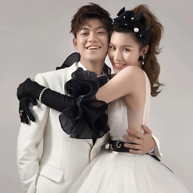 Women Sexy Elegant Dinner Dress Short Gloves Driving Gloves Banquet Velvet Wedding Mittens Party Lace Long Gloves Bridal