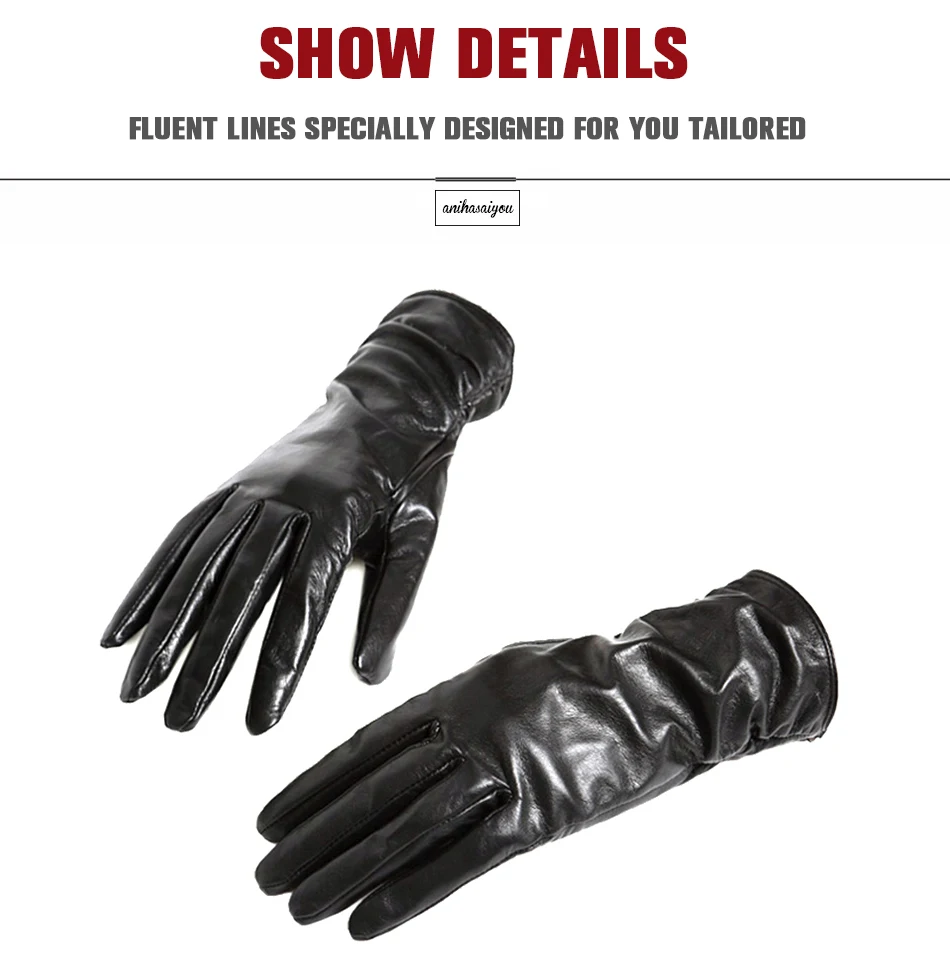 2019 fashion new products winter leather gloves short leather gloves women Wrist tightening design winter leather gloves women