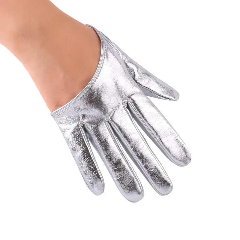 Women Nightclubs Stage Performance DS Punk Style Half Palm Leopard Print Solid Leather Gloves Fashionable Personality Hip Hop