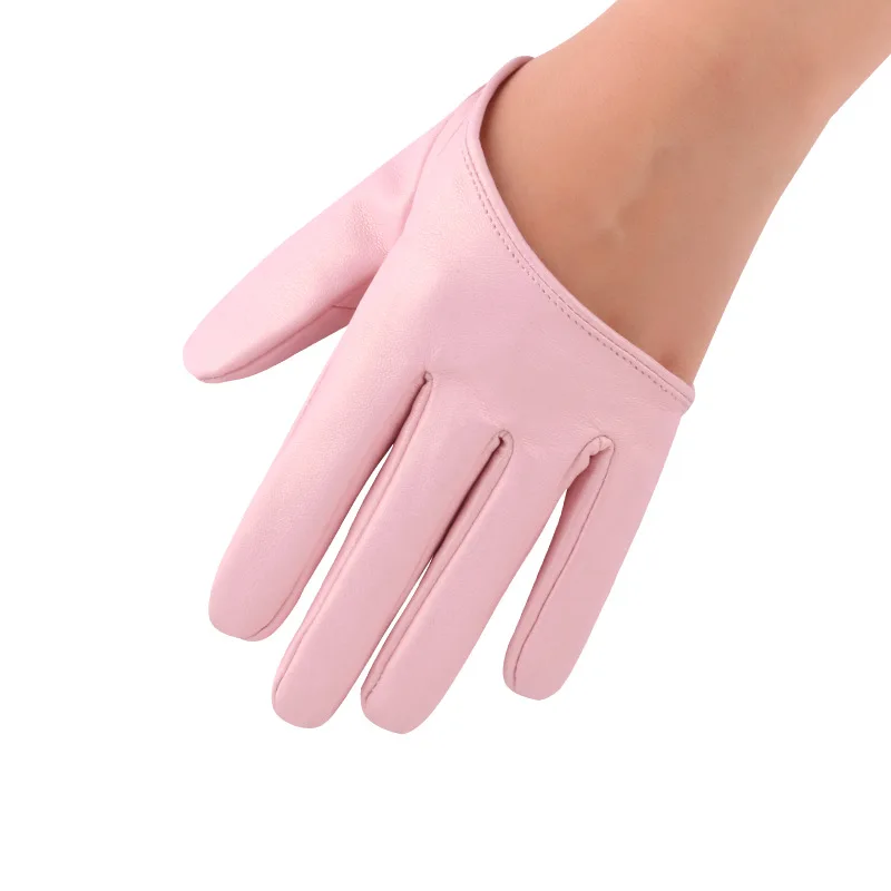 Women Nightclubs Stage Performance DS Punk Style Half Palm Leopard Print Solid Leather Gloves Fashionable Personality Hip Hop