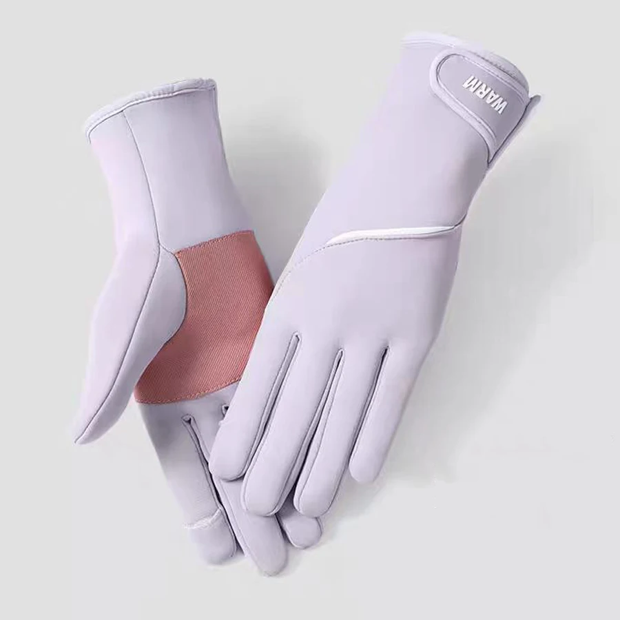 Winter Women's Thermal Gloves Touchscreen Compatible Fleece Lined Full Finger Waterproof Hand Warmer Mitten for Bike Cycling