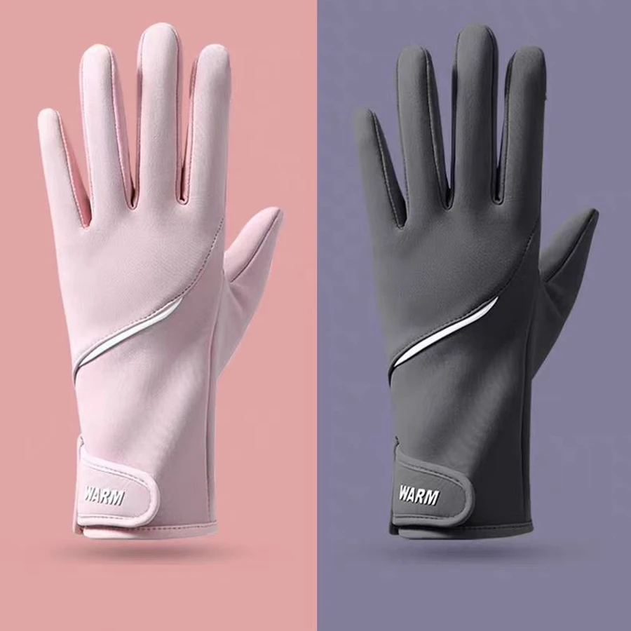 Winter Women's Thermal Gloves Touchscreen Compatible Fleece Lined Full Finger Waterproof Hand Warmer Mitten for Bike Cycling