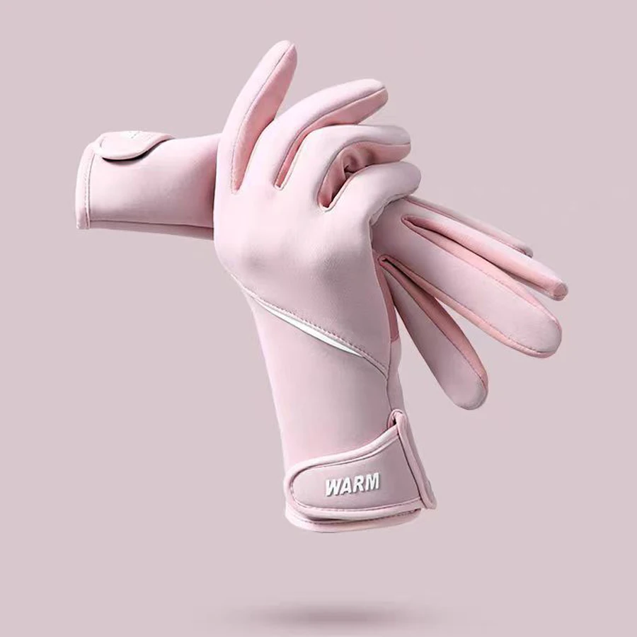 Winter Women's Thermal Gloves Touchscreen Compatible Fleece Lined Full Finger Waterproof Hand Warmer Mitten for Bike Cycling