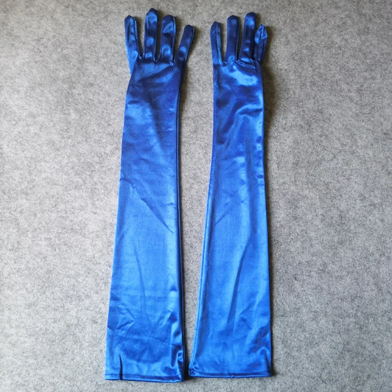 55cm Women Solid Satin Elegant Formal Evening Etiquette Long Gloves Bride Dress Party Soft Smooth Cosplay Stage Performance