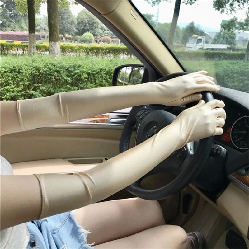 53cm Classic Women Spandex Stretch Long Gloves Drive Sun Protection Etiquette Opera Evening Party Prom Cosplay Costume Gloves