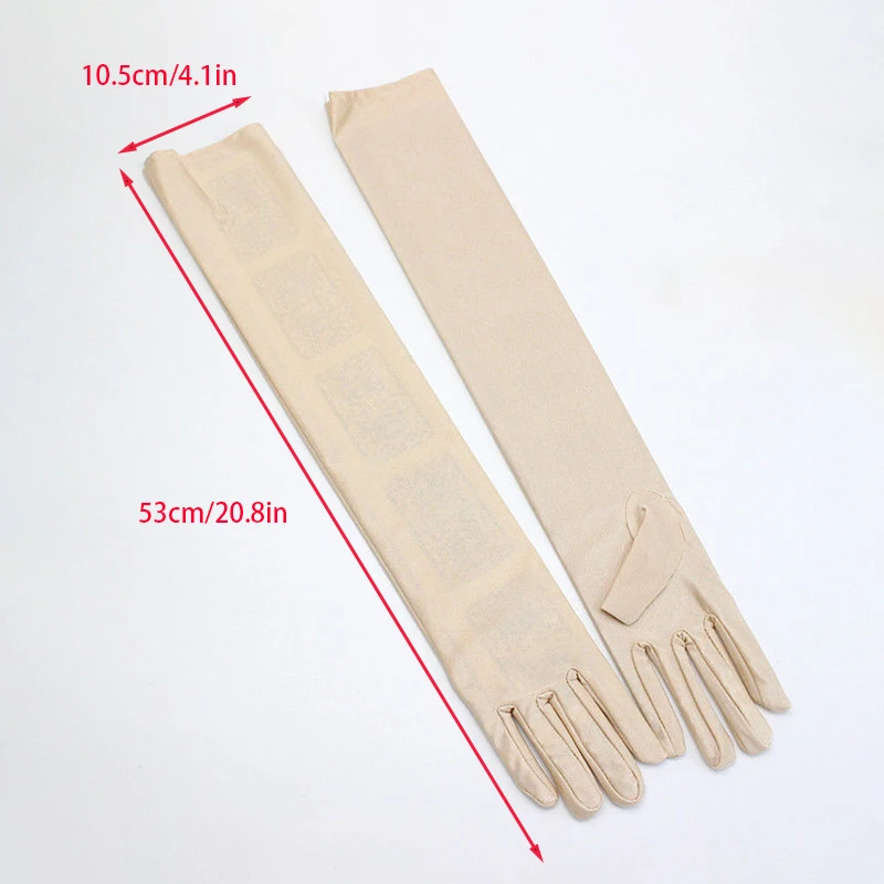 53cm Classic Women Spandex Stretch Long Gloves Drive Sun Protection Etiquette Opera Evening Party Prom Cosplay Costume Gloves