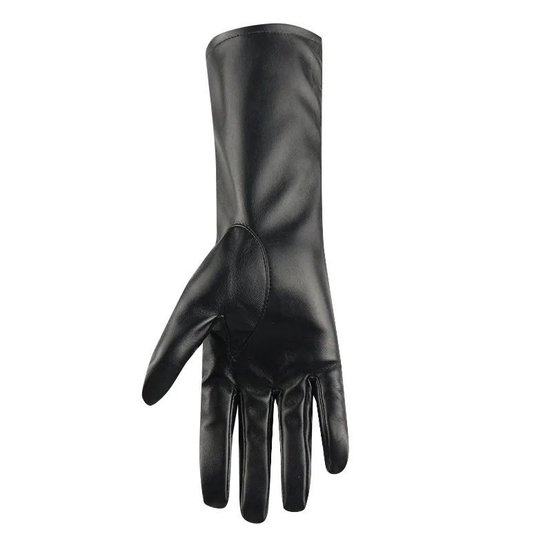 Women Winter Keep Warm Touch Screen Fashion Personality Pu Leather Gloves Watertight Antiskid Mid-Length Model Elegant Soft