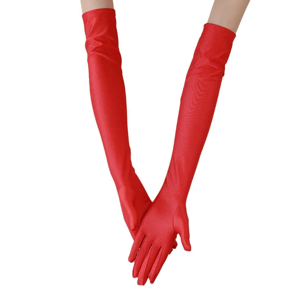 Sexy Classic Adult Black Spandex Opera Elbow Stretch Finger Long Gloves Women 1920s Flapper Costume Dinner Gloves Accessories