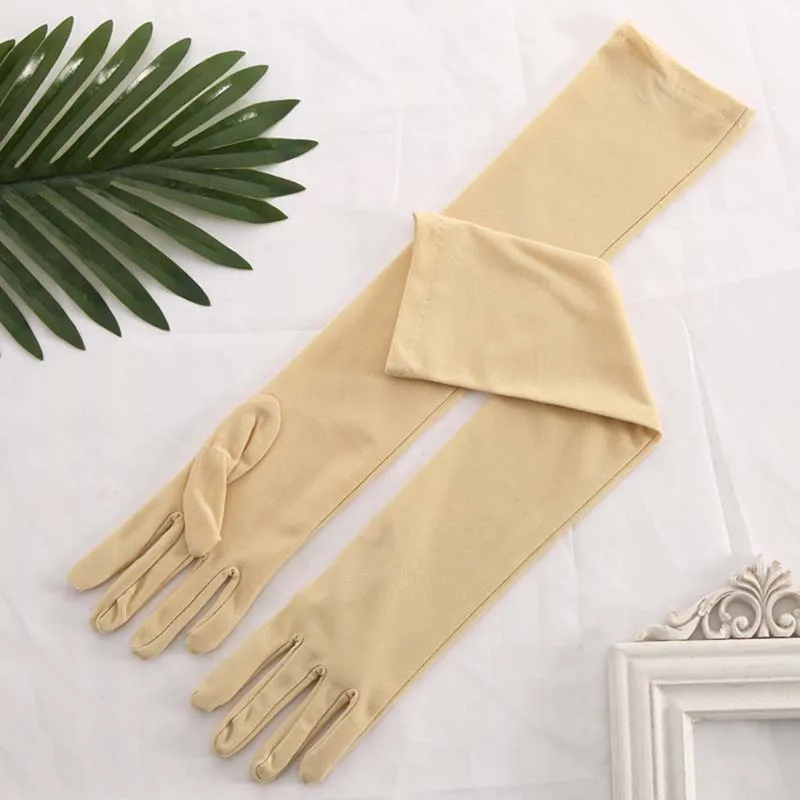 Women Milk Silk High Stretch Long Gloves Classic Retro Adult Multicolor Mittens Stage Performance Cosplay Party Prom Costume