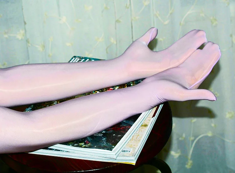Sexy Glossy Thin Transparent Long Gloves Seamless Stockings High Elastic Solid Women Men Erotic Items Lace Oil Mittens