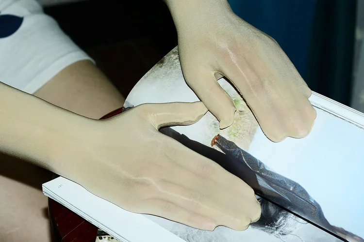 Sexy Glossy Thin Transparent Long Gloves Seamless Stockings High Elastic Solid Women Men Erotic Items Lace Oil Mittens