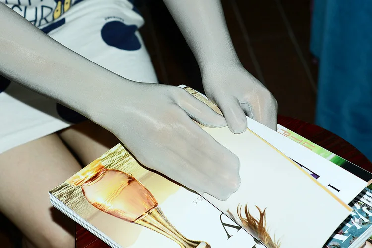 Sexy Glossy Thin Transparent Long Gloves Seamless Stockings High Elastic Solid Women Men Erotic Items Lace Oil Mittens