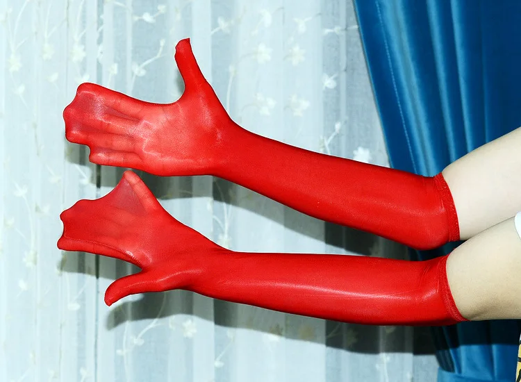 Sexy Glossy Thin Transparent Long Gloves Seamless Stockings High Elastic Solid Women Men Erotic Items Lace Oil Mittens