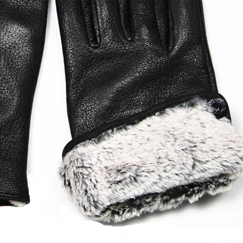 Goatskin Deerskin Gloves Men's Leather New Thin Fleece Lining Winter Warmth and Thickening Outdoor Motorcycle Riding and Driving