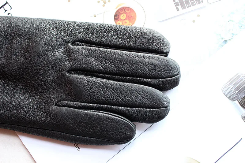 Goatskin Deerskin Gloves Men's Leather New Thin Fleece Lining Winter Warmth and Thickening Outdoor Motorcycle Riding and Driving