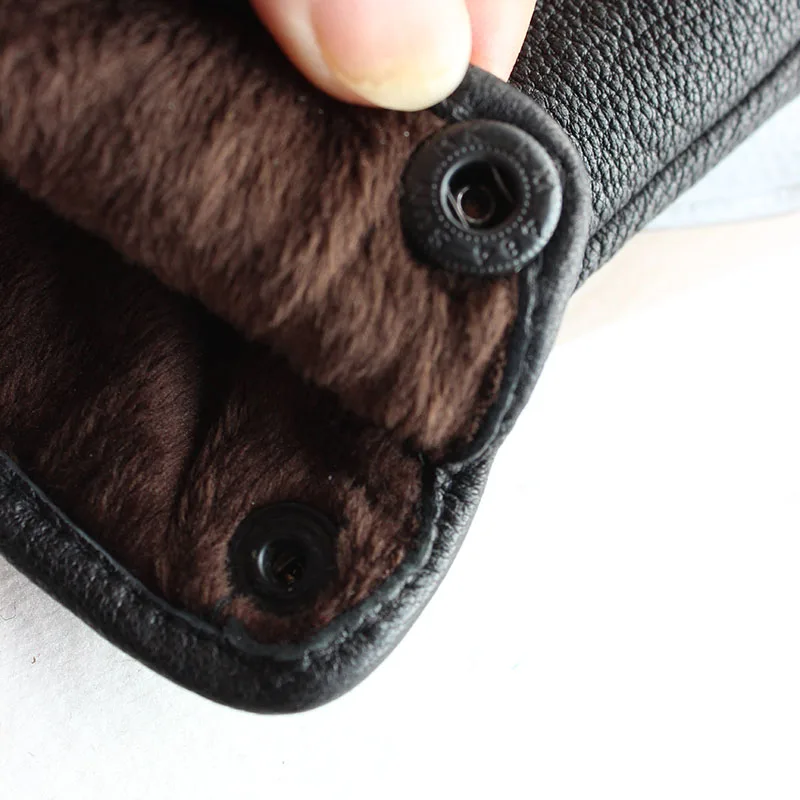 Goatskin Deerskin Gloves Men's Leather New Thin Fleece Lining Winter Warmth and Thickening Outdoor Motorcycle Riding and Driving