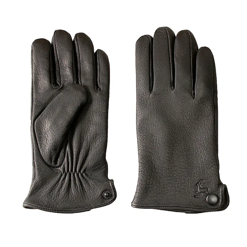 Goatskin Deerskin Gloves Men's Leather New Thin Fleece Lining Winter Warmth and Thickening Outdoor Motorcycle Riding and Driving