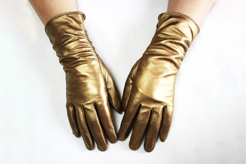 Women's Sheepskin Leather Gloves With Velvet Lining For Warmth in Autumn and Winter Outdoor Anti Cold Motorcycle Driving Gloves