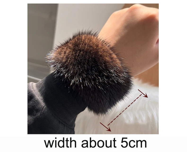 Real Mink Fur Cuffs Sex Hand Arm Warmers Natural Mink Fur Cuffs Wristbands Female Warm Rabbit Hair for Women Manga