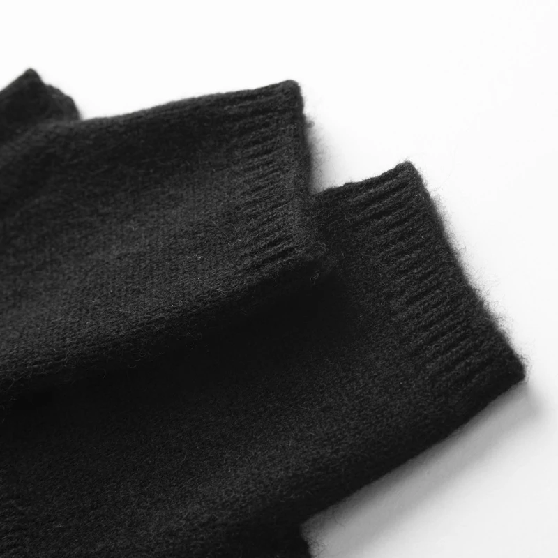 2025 Winter Women 100% Cashmere Mitts 15cm Knitted Fingerless Gloves Y2k Thermal Gloves Semi Finger Lengthen Mittens Arm Warmers