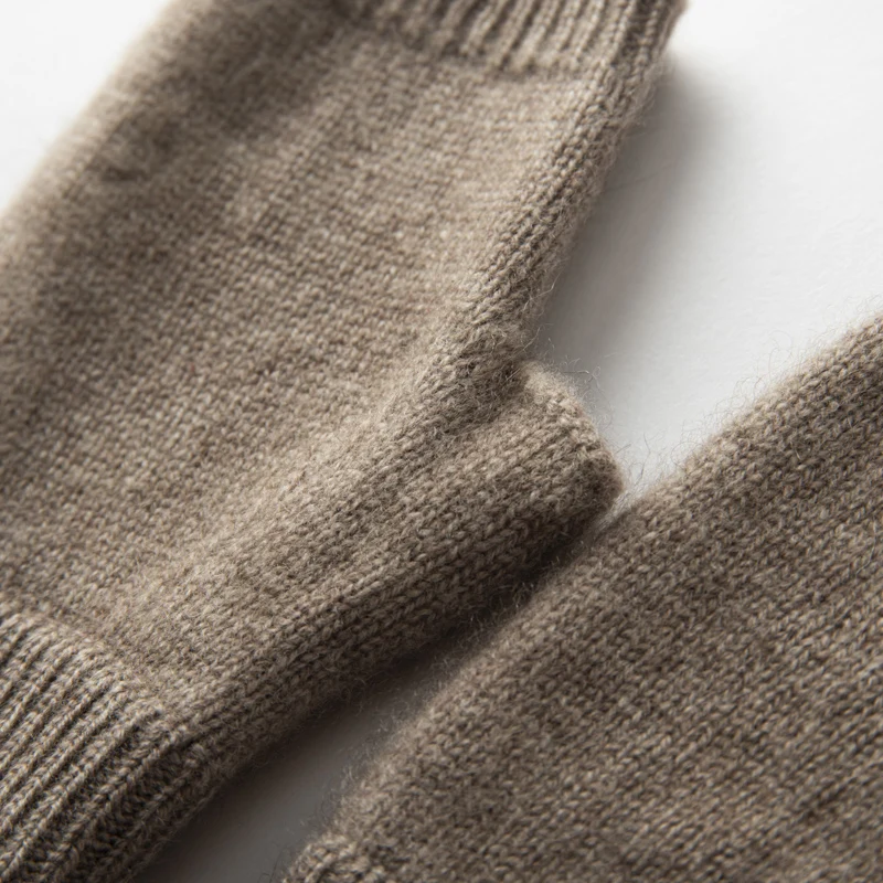 2025 Winter Women 100% Cashmere Mitts 15cm Knitted Fingerless Gloves Y2k Thermal Gloves Semi Finger Lengthen Mittens Arm Warmers