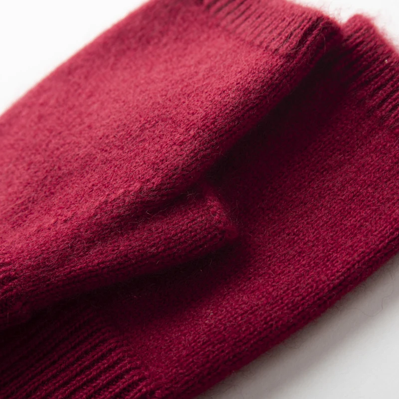 2025 Winter Women 100% Cashmere Mitts 15cm Knitted Fingerless Gloves Y2k Thermal Gloves Semi Finger Lengthen Mittens Arm Warmers