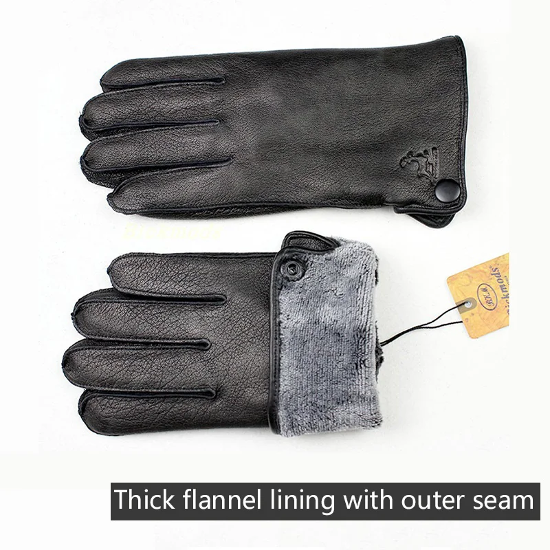 Men's Deer Skin Goat Skin Gloves Fashionable Driver's Autumn and Winter Thick Anti Cold and Warm Motorcycle Riding Gloves