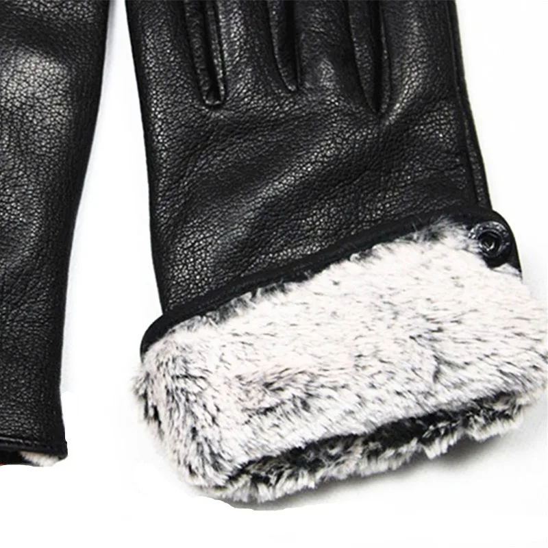Men's Deer Skin Goat Skin Gloves Fashionable Driver's Autumn and Winter Thick Anti Cold and Warm Motorcycle Riding Gloves