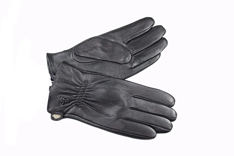 Men's Deer Skin Goat Skin Gloves Fashionable Driver's Autumn and Winter Thick Anti Cold and Warm Motorcycle Riding Gloves