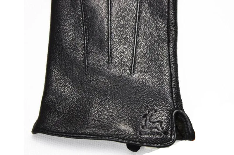 Men's Deer Skin Goat Skin Gloves Fashionable Driver's Autumn and Winter Thick Anti Cold and Warm Motorcycle Riding Gloves