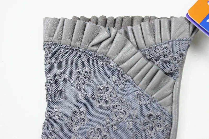 Summer Driving Sheepskin Gloves for Women Touch Screen Leather Unlined Single Layer Thin Fashion Lace Stretch Style