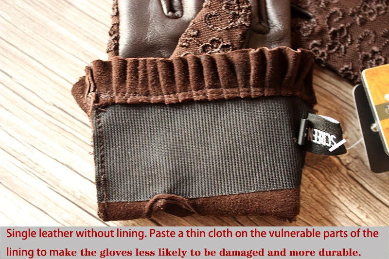 Summer Driving Sheepskin Gloves for Women Touch Screen Leather Unlined Single Layer Thin Fashion Lace Stretch Style