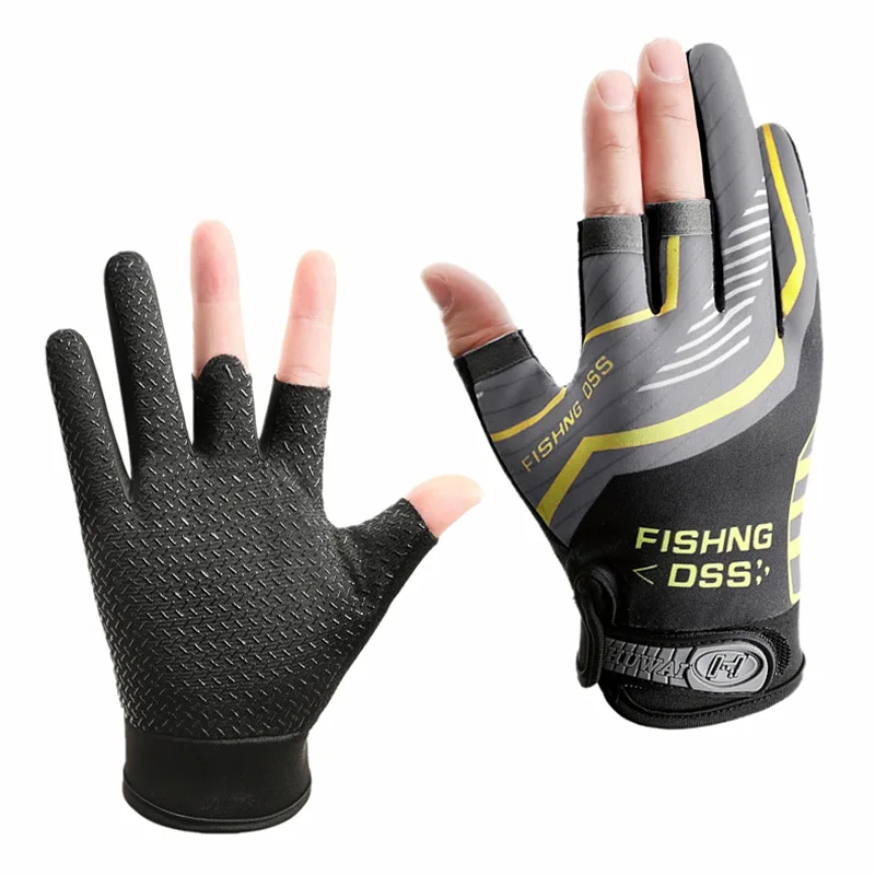 Summer Fishing Cycling Gloves Men Three Finger Cut Gloves for Fishing Sun Protection Male Anti-Slip Drive Breathable Thin Gloves