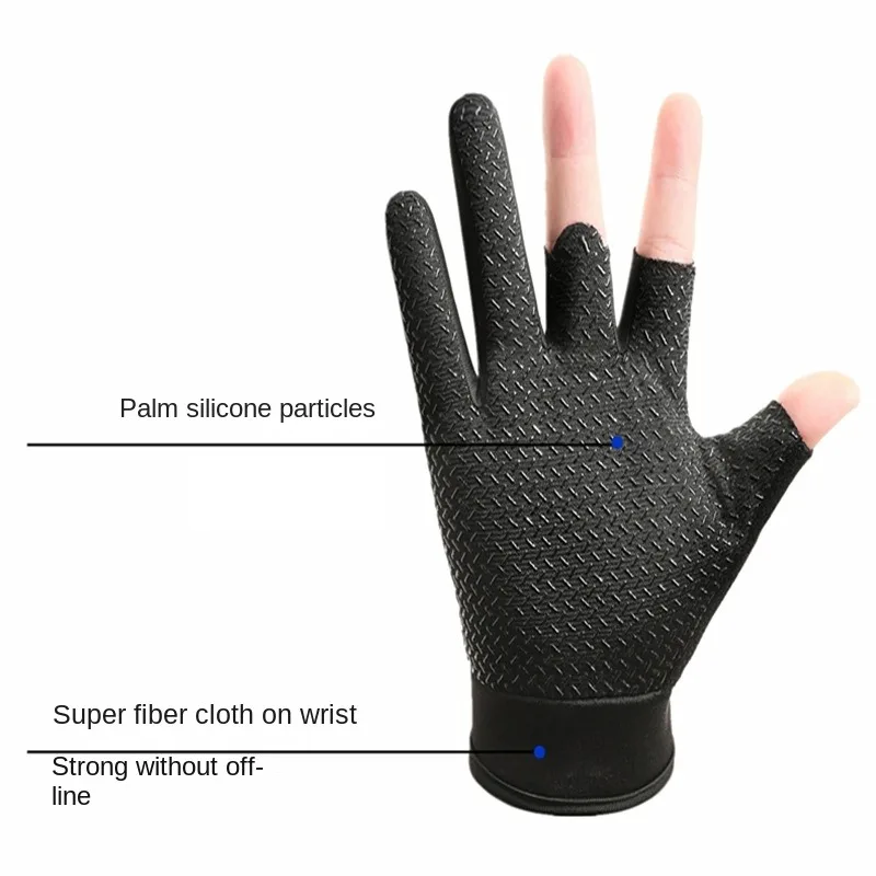Summer Fishing Cycling Gloves Men Three Finger Cut Gloves for Fishing Sun Protection Male Anti-Slip Drive Breathable Thin Gloves
