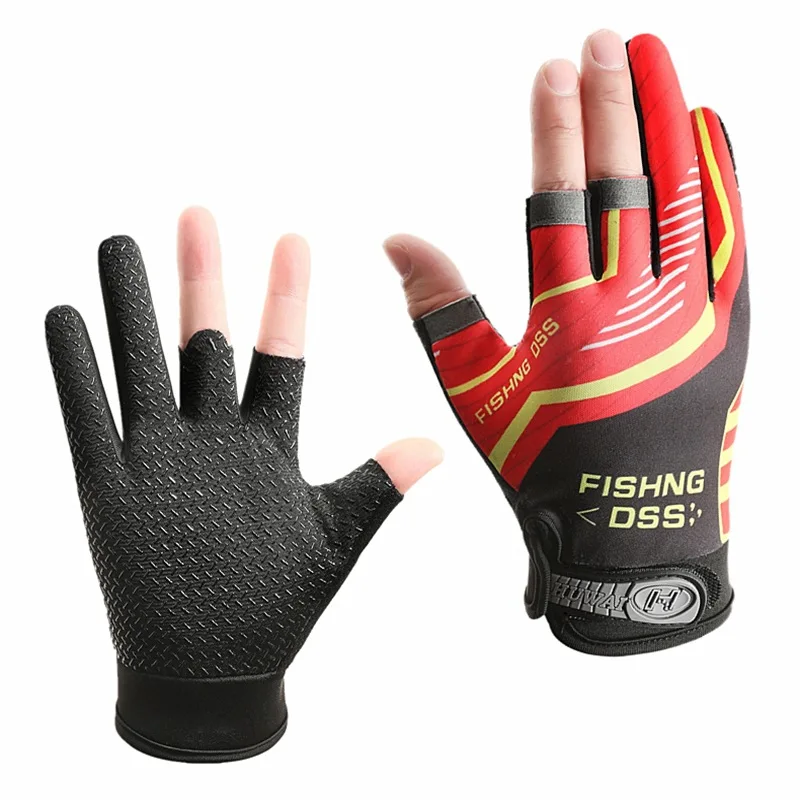 Summer Fishing Cycling Gloves Men Three Finger Cut Gloves for Fishing Sun Protection Male Anti-Slip Drive Breathable Thin Gloves