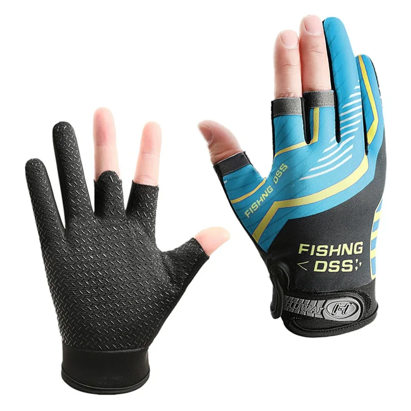 Summer Fishing Cycling Gloves Men Three Finger Cut Gloves for Fishing Sun Protection Male Anti-Slip Drive Breathable Thin Gloves