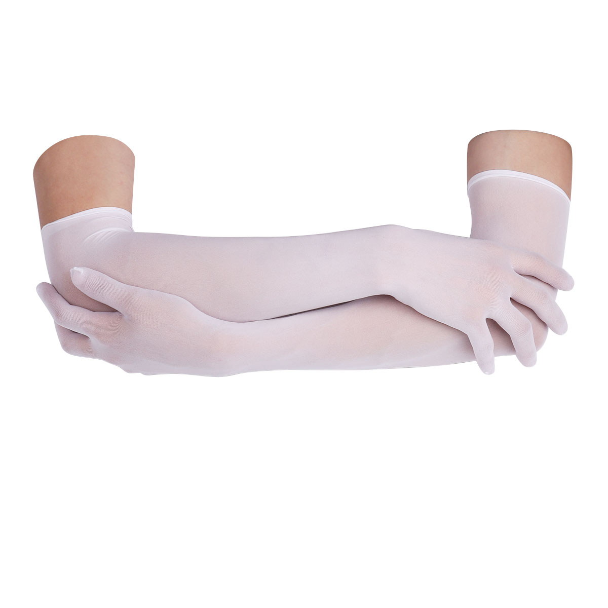 Long Gloves Women Full Finger Sunscreen Gloves Stretchy Mesh See Through Sheer Mittens Anti-UV Driving Hiking Outdoor Gloves