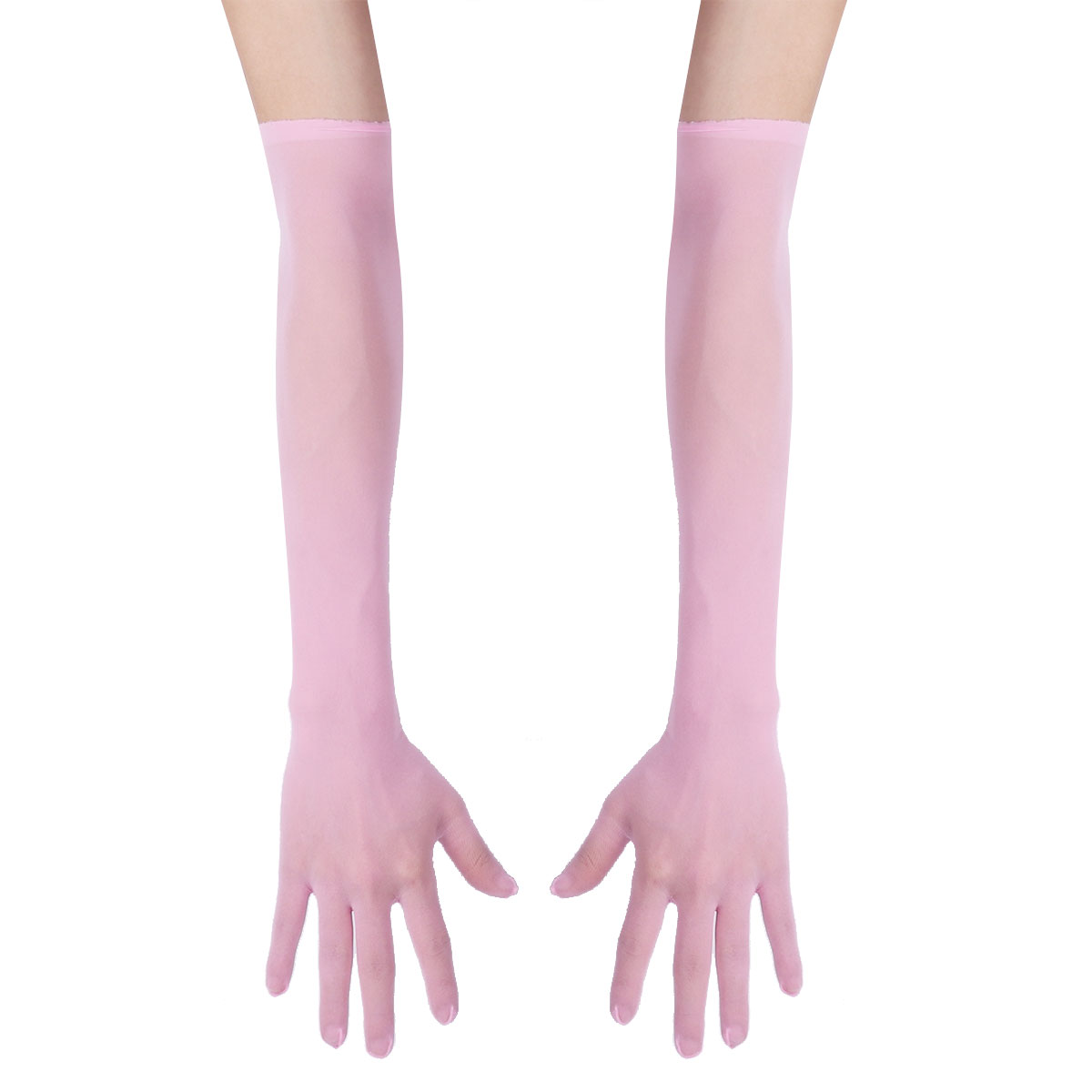 Long Gloves Women Full Finger Sunscreen Gloves Stretchy Mesh See Through Sheer Mittens Anti-UV Driving Hiking Outdoor Gloves
