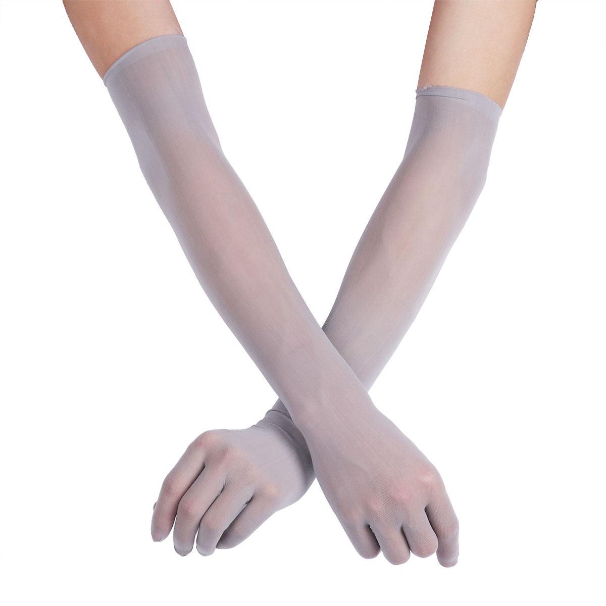 Long Gloves Women Full Finger Sunscreen Gloves Stretchy Mesh See Through Sheer Mittens Anti-UV Driving Hiking Outdoor Gloves
